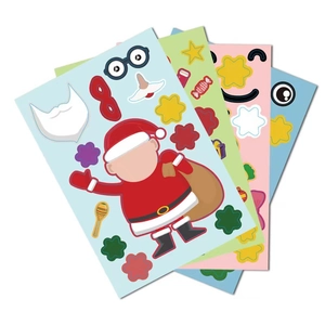 DIY Christmas stickers set featuring Santa, snowman, and reindeer for creative holiday fun
