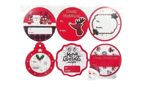 Christmas gift tags set featuring Santa, reindeer and snowflakes for holiday packaging