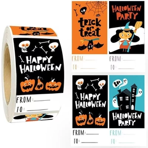 Halloween Gift Stickers Self Adhesive Labels Cartoon Pumpkin Skeleton For Party Favor Decoration To From Writing Surface