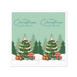 Mint green Christmas stickers with Merry Christmas and Happy New Year festive illustrations