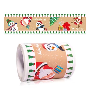 Detail of Christmas border stickers showing Santa, snowmen, and reindeer patterns