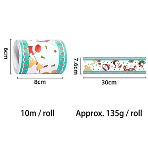 Christmas border sticker roll with Santa and Reindeer motifs for holiday decoration