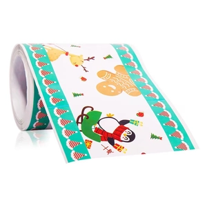 Christmas border trim stickers with skiing penguin and gingerbread man for classroom decor