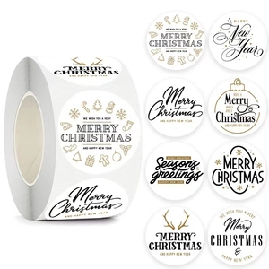 Autocollants Adhésifs De Noël Nouvel An Pour Décoration D'emballage Cadeau Motif Flocon De Neige Cerf Or Noir