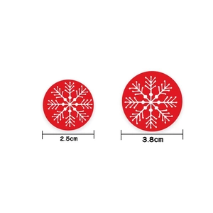 Red Christmas snowflake stickers in 2.5cm and 3.8cm sizes for holiday gift decor