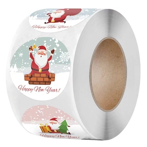 Autocollants Père Noël de Noël Joyeux Noël Bonne Année Étiquettes Cadeaux Festives Autocollants de Scellage Décoratifs Ronds