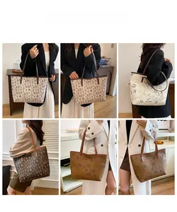 Detail view of large tote bag with luxury prints showing various style perspectives
