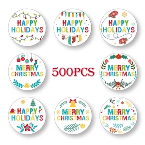 500pcs Christmas stickers roll with Santa, snowman and festive holiday patterns