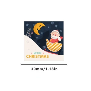 Roll of square Christmas Merry Christmas stickers with Santa Claus design 30mm size