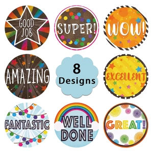 500-count reward stickers roll for kids with 8 colorful designs and motivational words