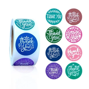 Thank You Stickers Roll Circular Floral Wreath Labels For Gift Wrapping Envelope Sealing Baking Decor Scrapbooking