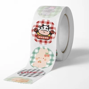 500-count cute cartoon bear and rabbit seal stickers roll for DIY crafts and gifts