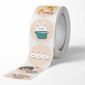 Roll of cute Japanese cartoon stickers featuring bears and bunnies for journals