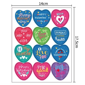 Set di 12 adesivi a cuore per San Valentino per regali fai-da-te, misura 14x17,5cm