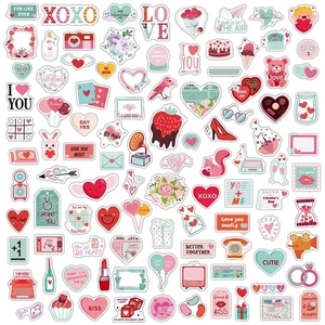 Pink Valentine's Day cartoon graffiti stickers for water bottles and luggage decoration