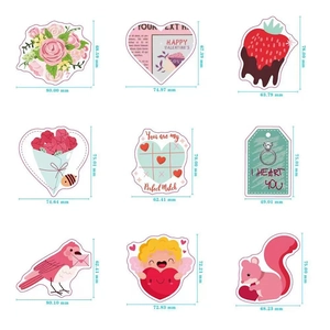 Pink Valentine's Day DIY stickers with Cupid and floral designs, 60-80mm size