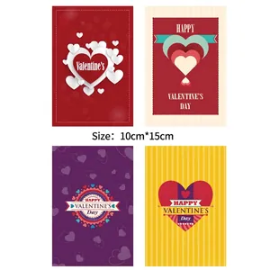 Valentine's Day heart-themed card set with four stylish designs, size 10x15cm