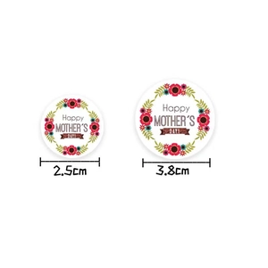 Floral Happy Mother's Day round sealing stickers in 2.5cm and 3.8cm sizes for bouquets