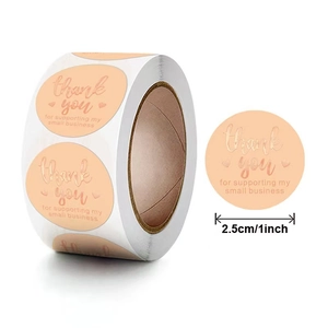 Round Gold Foil Thank You Stickers For Small Business Supporting Gift Box Sealing Labels Decorative Self Adhesive Stationery