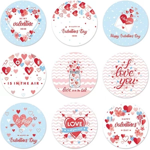 Valentine's Day stickers set with 9 romantic heart and floral designs for gift decoration