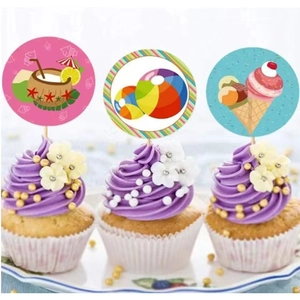 Διακοσμητικά cupcake για πάρτι Χαβάη με σχέδια καρύδας και παγωτού για το καλοκαίρι
