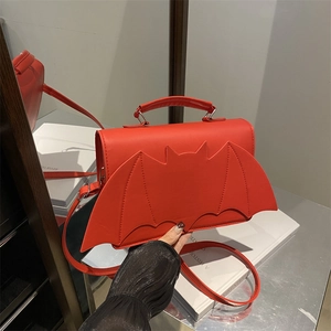 Sac Bandoulière pour Femme en Cuir PU Ailes de Chauve-souris Nouveauté Halloween Gothique Sac à Main avec Poignée