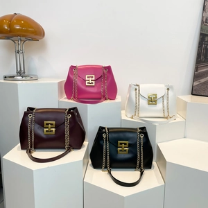 Chic leather tote bag set in magenta, white, burgundy, and black with gold hardware
