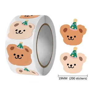 Cute Cartoon Bear Adhesive Sticker Roll For Gift Sealing Scrapbooking Decorative Journaling Ins Style Party Theme Label