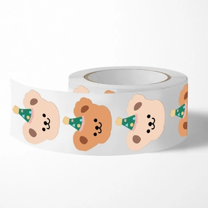 Cute cartoon bear washi tape roll with party hat designs for gift wrapping and DIY crafts