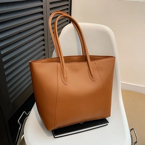 Damen Große Tragetasche Minimalistisch PU Leder Umhängetasche Casual Pendeln Achseltasche Einfarbig Vielseitige Shopper