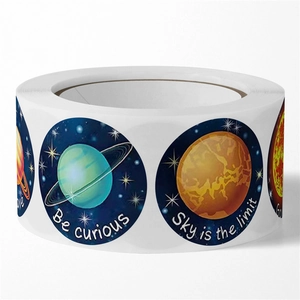 Solar system planet stickers roll for kids education with motivational quotes