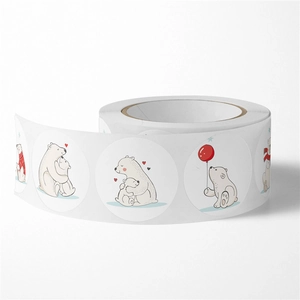 Cute polar bear cartoon stickers on a roll for teacher rewards and DIY sealing