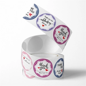 Floral thank you stickers roll for wedding and handmade gift box sealing decoration