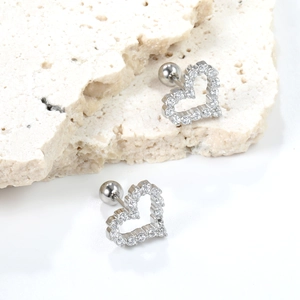 Exquisite heart-shaped stud earrings featuring full crystal pave and secure screw-back ball