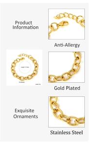 Dettaglio macro del bracciale a catena spessa in acciaio inossidabile placcato oro