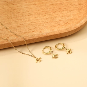 Collana Con Ciondolo Aereo E Orecchini A Cerchio In Acciaio Inossidabile Gioielli Da Aviazione Minimalisti Per Donne Ragazze Regalo