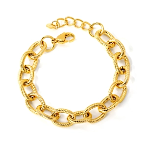 Bracciale a catena spessa in acciaio inossidabile dorato con design a maglie ritorte
