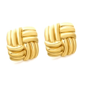 Vintage geometric woven knot earrings in 18K gold-plated stainless steel for women