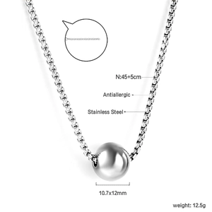 Collier en acier inoxydable plaqué or 18k avec pendentif boule et chaîne hypoallergénique