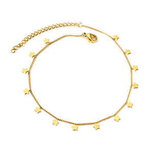 Minimalistisches Fußkettchen aus Edelstahl mit Sternanhängern und verstellbarer Kette
