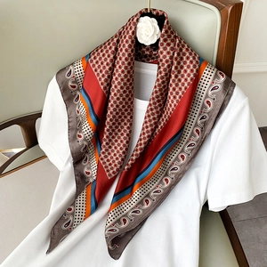 Foulard Quadrato Raso Sintetica Poliestere Stampa Paisley Pois Decorativo Collo Testa Capelli Borsa Donna Stile Retrò