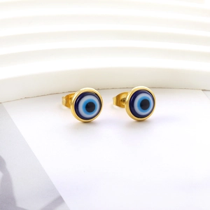 Evil Eye Stud Earrings Gold Plated Stainless Steel Enamel Nazar Amulet Jewelry For Women Minimalist Dainty Ear Studs