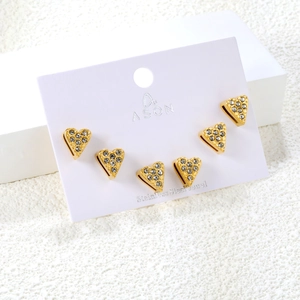 Heart Stud Earrings Stainless Steel Paved Zirconia Gold Plated Fashion Minimalist Elegant Jewelry Accessories For Women