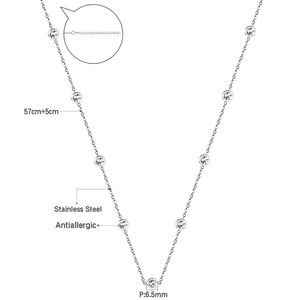 Detailed view of antiallergic stainless steel necklace with crystal charms and adjustable chain
