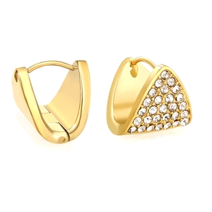 Boucles d'oreilles triangulaires dorées avec incrustation de zircones blancs