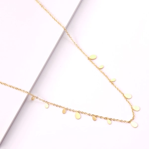 Stainless Steel Teardrop Sequin Charm Necklace Minimalist Multidrop Dainty Chain Jewelry For Women Antiallergic