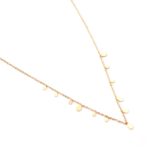 Minimalist gold-plated stainless steel necklace with delicate water drop sequin pendants