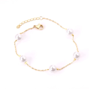Bracelet Chaîne En Künstliche Perles Blanches Élégant Acier Inoxydable Pour Femmes Style Français Bijoux Minimalistes Cadeau Ajustable