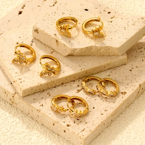 Boucles D Oreilles Créoles Papillon Acier Inoxydable Plaqué Or Zircone Géométrique Pour Femme Bijoux Tendances
