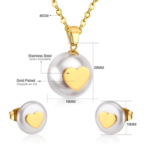 Collana E Orecchini In Acciaio Inossidabile Pendente Perla Artificiale Cuore Fiore Gioielli Eleganti Per Donne Ragazze